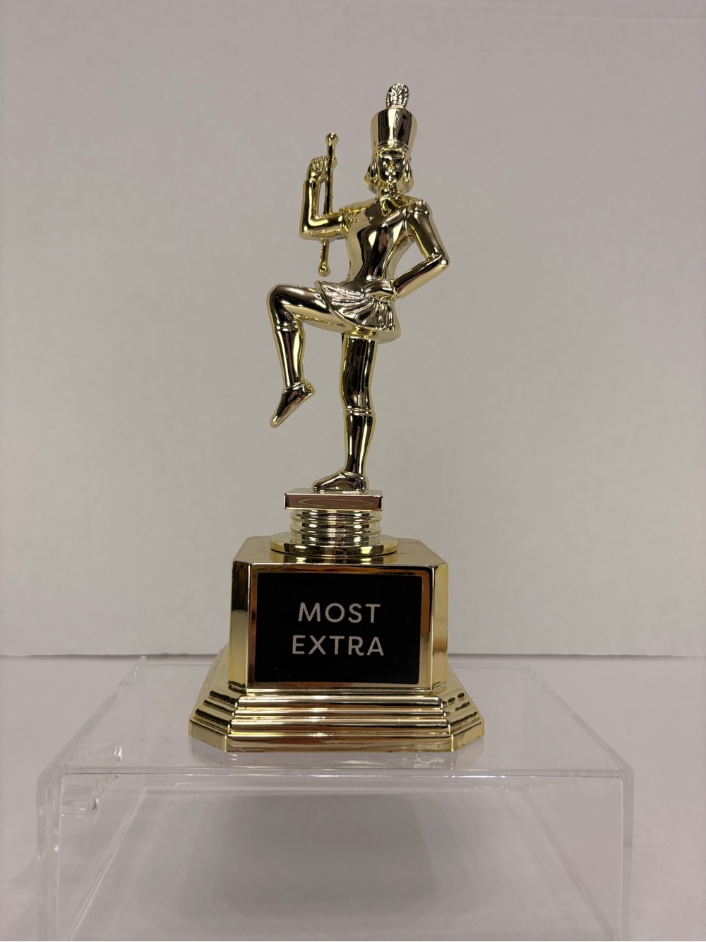 Paper Riot Co. “Most Extra” Trophy – Gold Majorette Baton Twirler – 8"